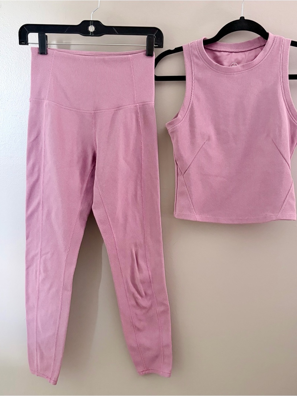 Move Theology Ribbed Activewear Set - Mauve Pink - Size S